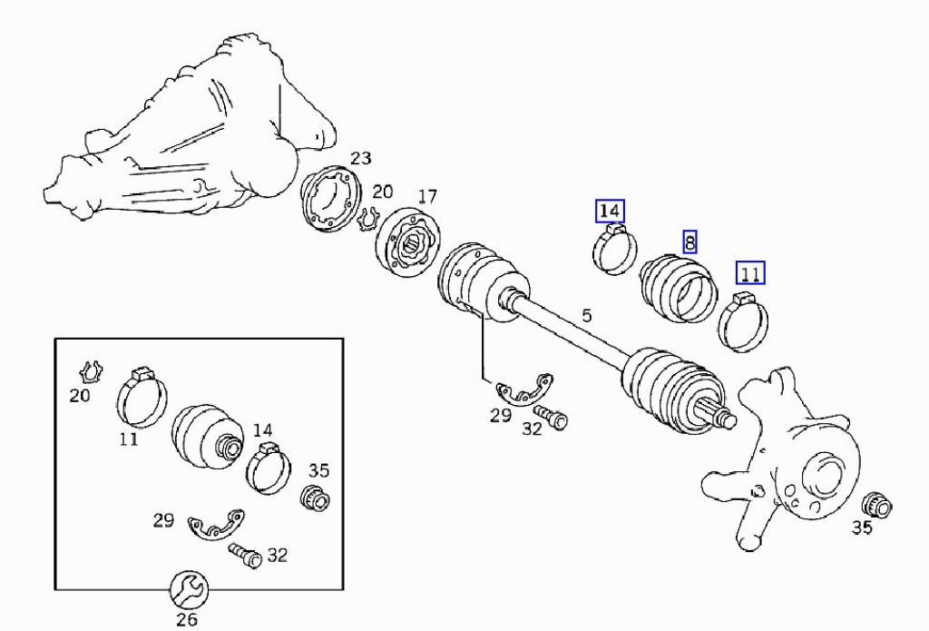 ベンツ W124 他 リアドライブシャフトアウターブーツリペアキット 1293570191 他